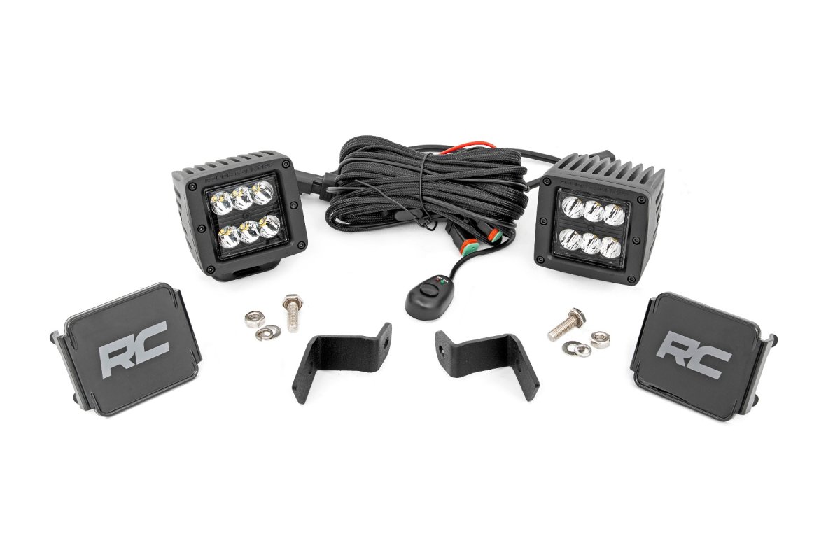 Ford F-150 LED Light Kit - Ditch Mount - Rough Country - Spot - Black - '15-'23